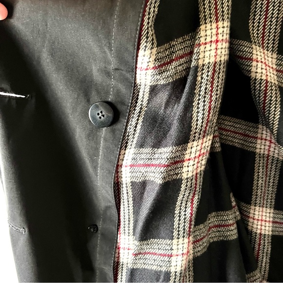 NWT LONDON FOG Classic Black Belted Flannel Lined Trench Coat—SZ. 16 - Picture 16 of 17